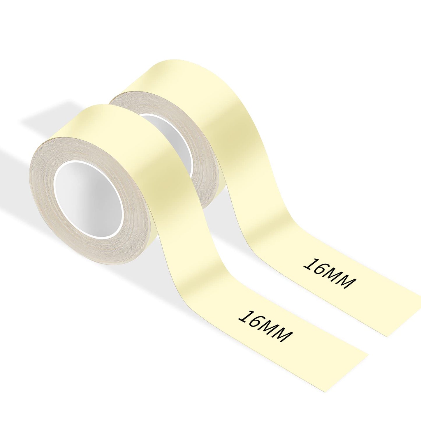 Label Tape Refill for Thermal Labels Printer, Waterproof Anti-Oil Scratch-Resistant Continuous Stickers (16mmX4m, 2 Rolls), Suitable for Home&Office(Almond Yellow)