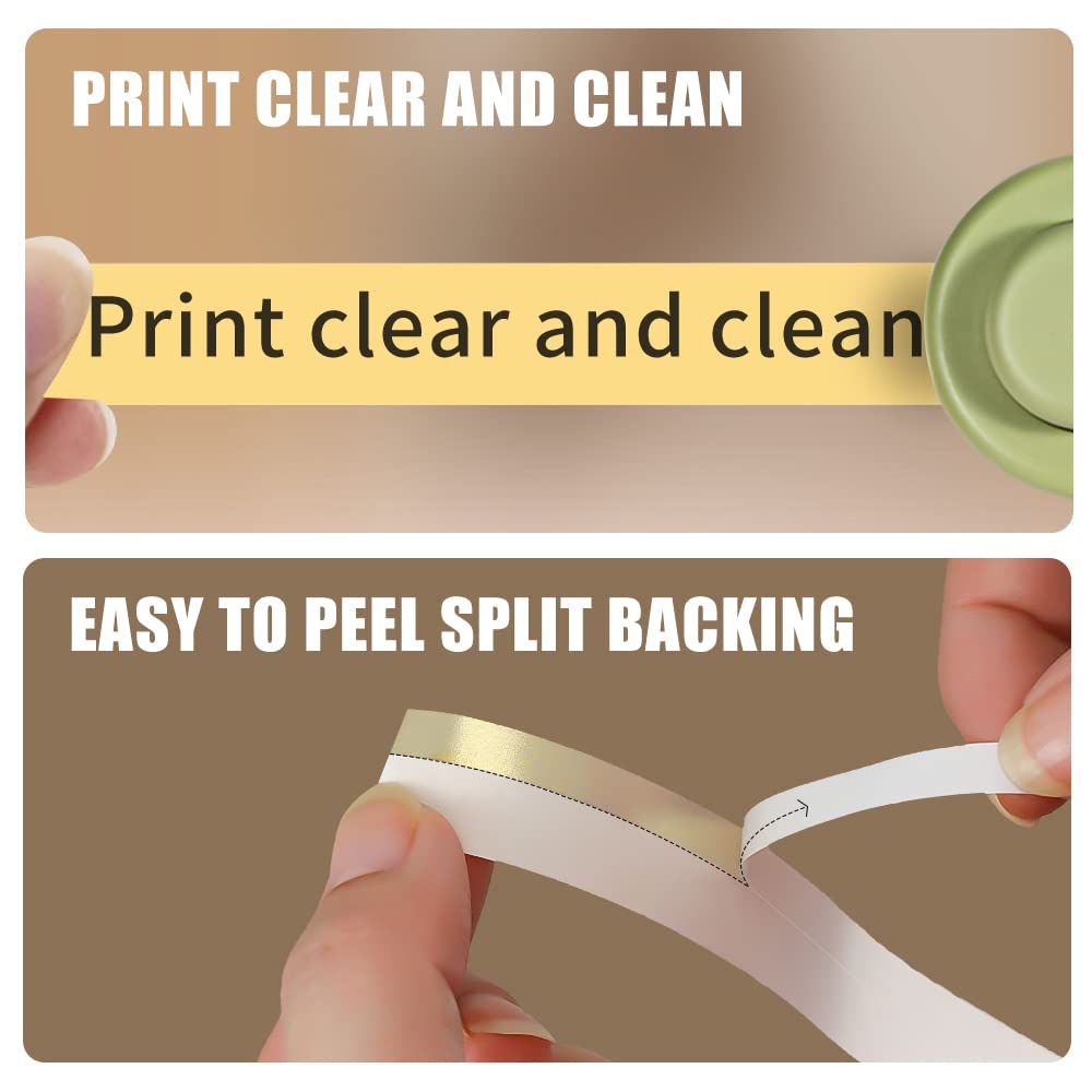 Label Tape Refill for Thermal Labels Printer, Waterproof Anti-Oil Scratch-Resistant Continuous Stickers (16mmX4m, 2 Rolls), Suitable for Home&Office(Almond Yellow)