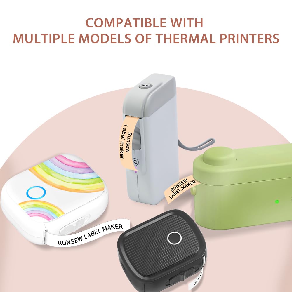 RUNSEW Label Maker Tape Compatible with MakeID Thermal Printers of Model M1 L1 Q1 (Light Orangey-red)